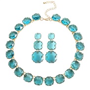 (B Style blue)occidental style Alloy mosaic resin geometry transparent fashion brief earring necklace set woman