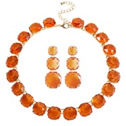 (B Style orange)occidental style Alloy mosaic resin geometry transparent fashion brief earring necklace set woman