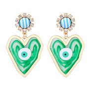 ( green)Peach heart eyes eyes love earring resin ear stud personality trend woman temperament earrings