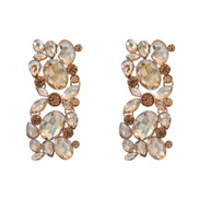 ( Gold)fashion occidental style earrings fully-jewelled square ear stud woman Alloy diamond exaggerating