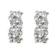( Silver)fashion occidental style earrings fully-jewelled square ear stud woman Alloy diamond exaggerating