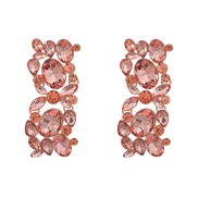 ( Rose Gold)fashion occidental style earrings fully-jewelled square ear stud woman Alloy diamond exaggerating