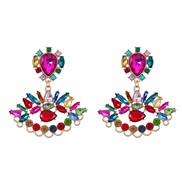 ( Color)occidental style colorful diamond earrings fully-jewelled eyes Earring woman Alloy diamond Bohemia ethnic style