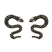 ( black)occidental style exaggerating earrings snake Earring woman Alloy diamond Acrylic animal Earring Bohemia