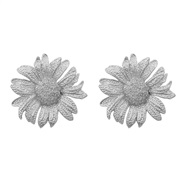 ( Silver)summer day flowers earrings occidental style Alloy ear stud woman exaggerating Metal flowers