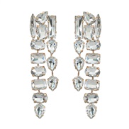 ( white)earrings occidental style colorful diamond earrings fully-jewelled long style Earring woman glass diamond diamo