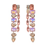 ( Gold powder)occidental style colorful diamond earrings fully-jewelled long style Earring multilayer Alloy diamond ear