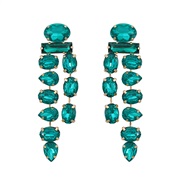 ( green)earrings occidental style colorful diamond earrings fully-jewelled long style Earring woman Alloy diamond earri
