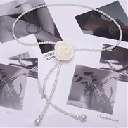 ( white) flower Pearl chain black white flowers brief all-Purpose belt Dress samll wind fitting