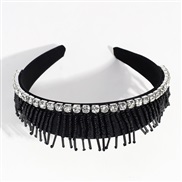 ( black Tassels)tassel Rhinestone Headband width luxurious high fashion Headband brief all-Purpose
