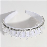 ( white Tassels)tassel Rhinestone Headband width luxurious high fashion Headband brief all-Purpose