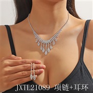 (JXTL21 89  necklace+) occidental style fully-jewelled tassel clavicle necklace earrings set  claw chain Rhinestone ful