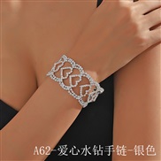 (A62 love  Bracelet  Silver)occidental style Rhinestone love fully-jewelled width bracelet bangle fashion stage occiden