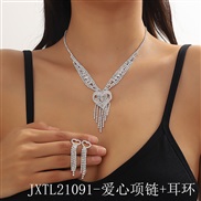 (JXTL21 91  love  necklace+) occidental style fashion multilayer love Peach heart necklace earrings set