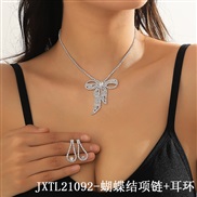 (JXTL21 92 butterfly  necklace+)  occidental style fashion bow necklace earrings set