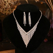 ( electroplated silvery ) Rhinestone necklace  bride married fully-jewelled earrings necklace set  banquet necklace