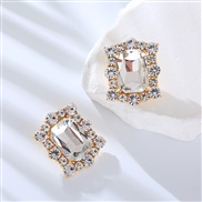 ( white) summer earrings luxurious color diamond ear stud occidental style fashion temperament brief geometry gem earri