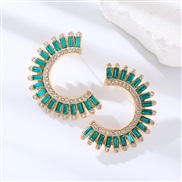 ( green)occidental style fashion Alloy diamond  earrings woman exaggerating temperament high banquet super Earring ear s