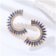 ( blue)occidental style fashion Alloy diamond  earrings woman exaggerating temperament high banquet super Earring ear s