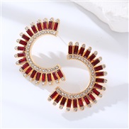 ( red)occidental style fashion Alloy diamond  earrings woman exaggerating temperament high banquet super Earring ear s