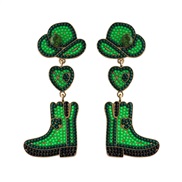 ( green)occidental style Cowboy splice earring Alloy beads gem mosaic personality exaggerating
