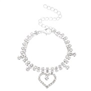 (silvery  K 1432)occidental style fashion multilayer bracelet  Rhinestone chain drop love bangle
