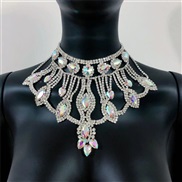 (AB)occidental style fashion lady exaggerating color crystal big necklace gem bride wedding necklace