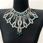 (+ green)occidental style fashion lady exaggerating color crystal big necklace gem bride wedding necklace