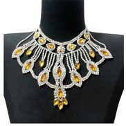 (+ yellow)occidental style fashion lady exaggerating color crystal big necklace gem bride wedding necklace