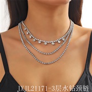 (JXJL21171 3  White K)  brief multilayer Rhinestone chain woman clavicle chain necklace  fashion personality chain woman