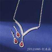 (JXTL21 95 red  crystal) claw chain Rhinestone necklace earrings set crystal clavicle chain necklace