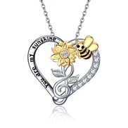 ( Silver) emu  Country style diamond heart-shaped day pendant brief all-Purpose necklace