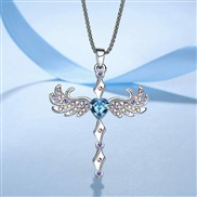 ( necklace)  emu occidental style cross angel diamond geometry brief wings necklace
