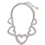 ( Silver) more love necklace  summer personality all-Purpose Rhinestone clavicle chain  occidental style fully-jewelled