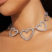 ( Gold) more love necklace  summer personality all-Purpose Rhinestone clavicle chain  occidental style fully-jewelled