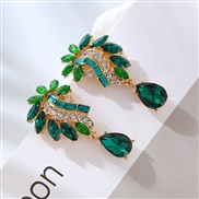 ( green)occidental style creative earrings fashion temperament diamond high Earring woman personality super banquet ear