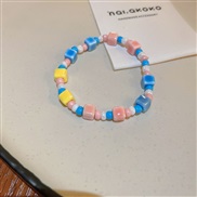 ( 5 Bracelet color  blue)more color ceramic square beads bracelet fashion samll temperament lovely woman small fresh