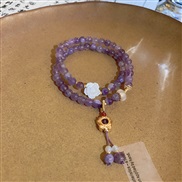 ( Bracelet purple) love flowers beads Double layer elasticity bracelet fashion samll temperament high woman