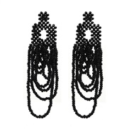 ( black)summer beads earrings occidental style Earring woman Acrylic Beads weave chain tassel Bohemia