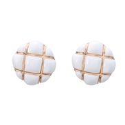 ( white)ins wind occidental style earrings Alloy enamel ear stud woman fashion Korean style grid pattern Earring