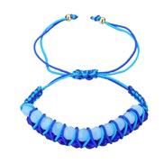 ( 1  blue 1341) women handmade weave rope geometry Bohemian style color rope beads bracelet