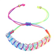 ( 2 Color 1712) women handmade weave rope geometry Bohemian style color rope beads bracelet