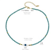 (N2598)occidental style fashionyk blue crystal beads eyes pendant necklace woman color clavicle chain