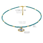 (N2627)occidental style fashionyk blue crystal beads eyes pendant necklace woman color clavicle chain
