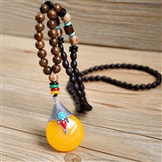 (N2633) retro ethnic style handmade beads necklace woman long style sweater chain Autumn and Winter apparel pendant