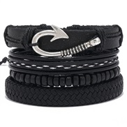 (4+ Black ) occidental style man multilayer leather banglediy four handmade weave set bracelet