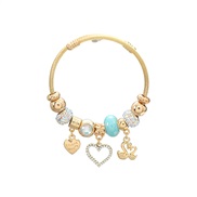 (36 blue)occidental style bangle style bracelet woman heart-shaped pendant loversbracelet