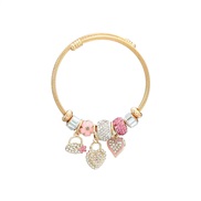 (38 Pink)occidental style bangle style bracelet woman love pendant lovers giftbracelet