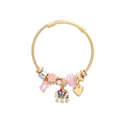 (42 Pink)occidental style exaggerating bangle style bracelet woman elephant pendantbracelet