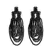 ( black)occidental style Bohemia handmade weave geometry long style tassel beads earring personality temperament earrin